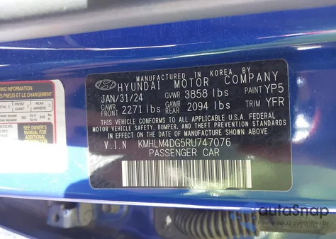 2024 Hyundai Elantra Sel z USA, uszkodzony, nr VIN KMHLM4DG5RU747076